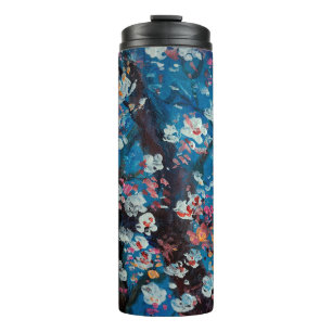 Art oil painting, cherry blossom flower, abstract, thermal tumbler