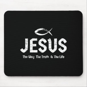 (art On Back) Bible John 14_6 Jesus Way Truth Life Mouse Mat