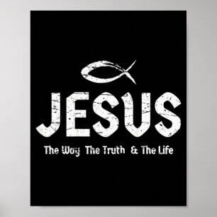 (art On Back) Bible John 14_6 Jesus Way Truth Life Poster
