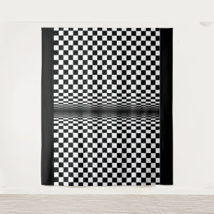 art optical black white contrast tapestry