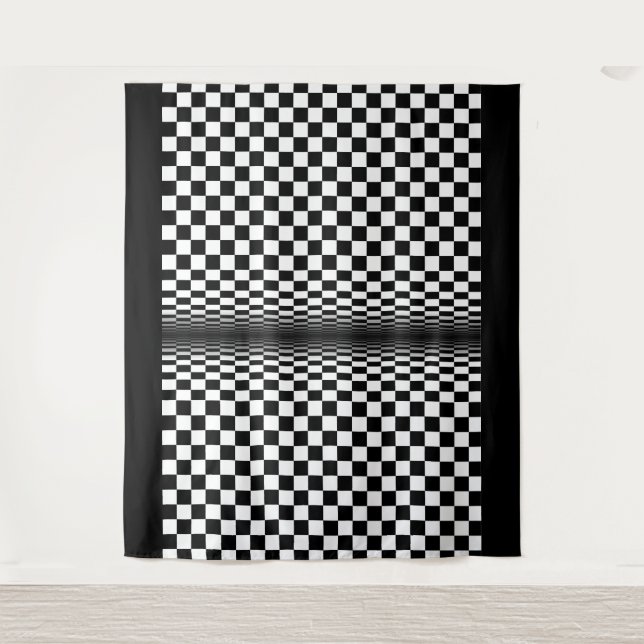 art optical black white contrast tapestry (Front)