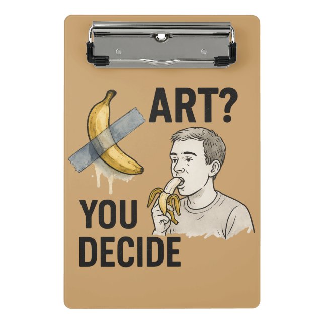 Art or Snack? The Banana Debate Mini Clipboard (Front)