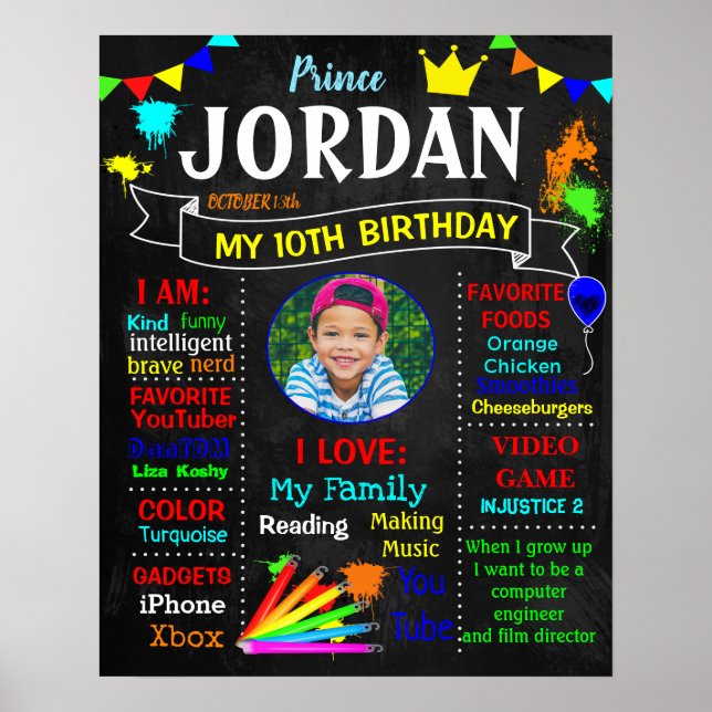 Art Paint Birthday Party Chalkboard Sign (Front)
