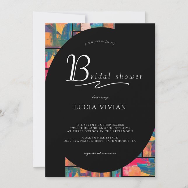 Art Paint Colourful Modern Abstract Bridal Shower Invitation (Front)