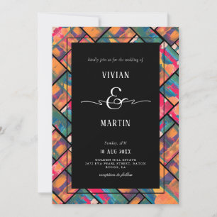 Art Paint Colourful Modern Abstract Wedding Invitation
