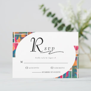 Art Paint Colourful Modern Abstract Wedding RSVP Invitation