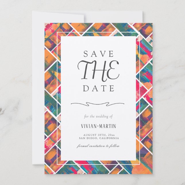 Art Paint Colourful Modern Save The Date Invitation (Front)