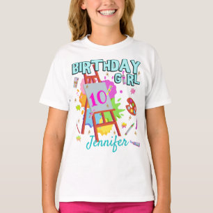 Art Paint Painting Splatter Birthday Girl Matching T-Shirt