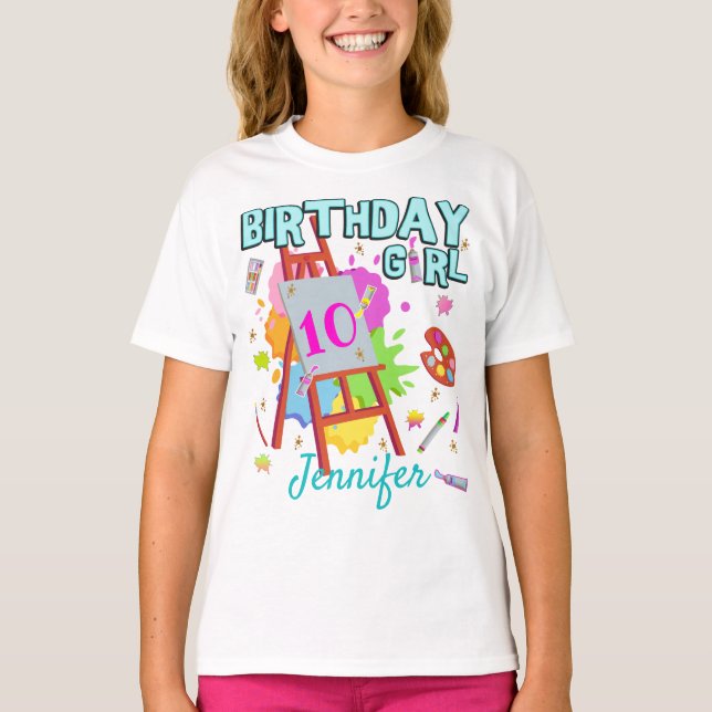 Art Paint Painting Splatter Birthday Girl Matching T-Shirt (Front)
