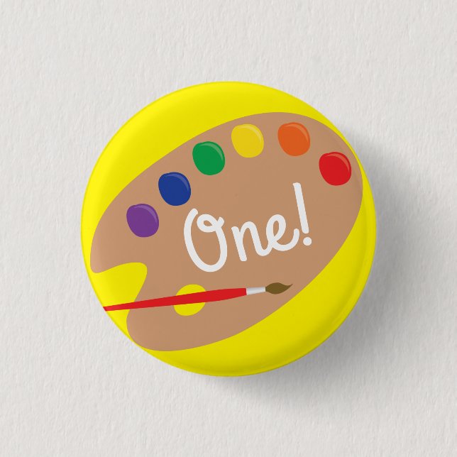 Art Paint Palette Cute 1st Birthday Party 3 Cm Round Badge (Front)