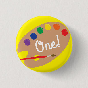 Art Paint Palette Cute 1st Birthday Party 3 Cm Round Badge