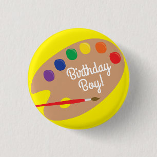 Art Paint Palette Cute 1st Birthday Party 3 Cm Round Badge