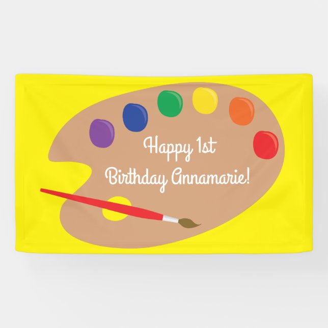 Art Paint Palette Cute 1st Birthday Party Banner (Horizontal)