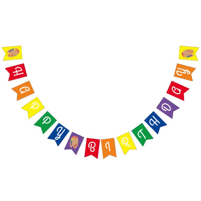 Art Paint Palette Cute 1st Birthday Party Bunting (All)
