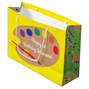 Art Paint Palette Cute 1st Birthday Party Large Gift Bag