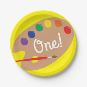 Art Paint Palette Cute 1st Birthday Party Paper Plate