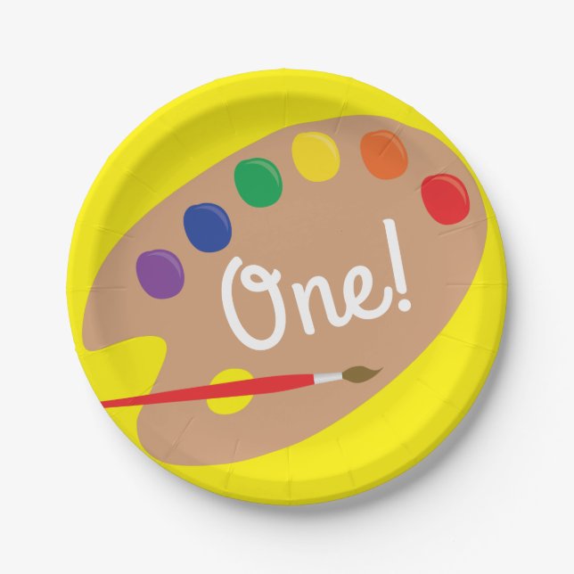 Art Paint Palette Cute 1st Birthday Party Paper Plate (Front)