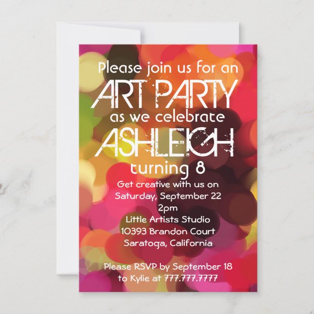 Art Paint Party Birthday Party Invitation (Front)
