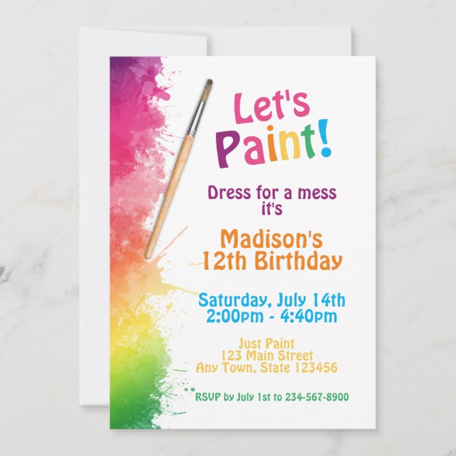 Art Paint Party Invitation (Front)