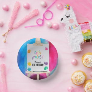 Art Painting Artist Paint Birthday Theme Paper Plate