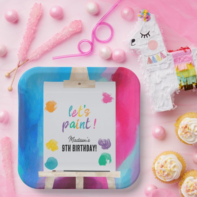 Art Painting Artist Paint Birthday Theme Paper Plate (Party)
