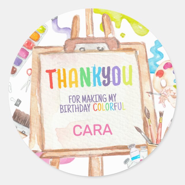 Art Painting Birthday Party Classic Round Sticker (Front)
