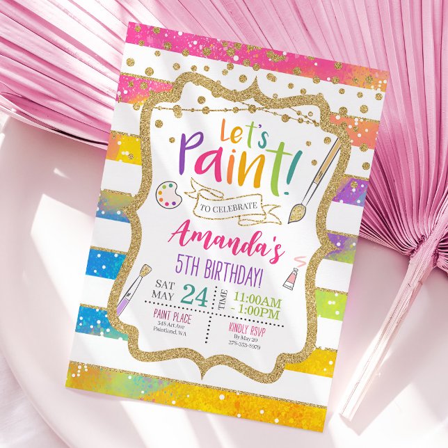 Art Painting Birthday Party Invitation, Rainbow Invitation (Art Painting Birthday Party Invitation)