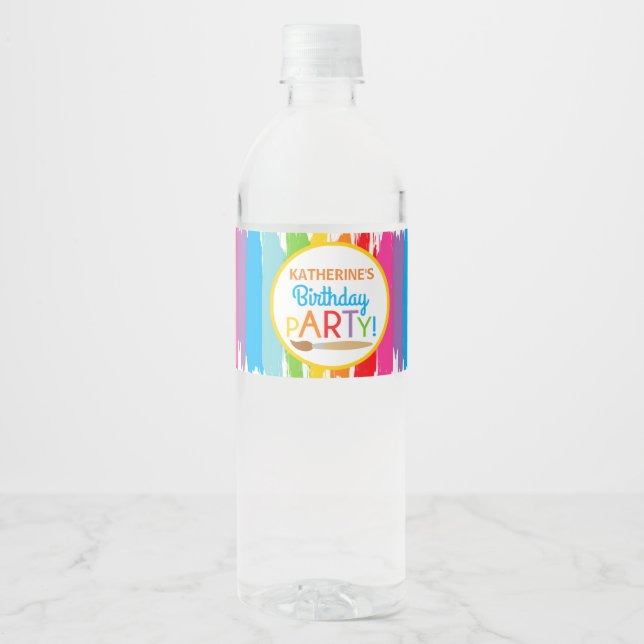 Art Painting Birthday Party Water Bottle Labels (Front)