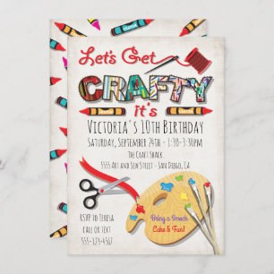 Art Painting Craft Birthday Party Invitations