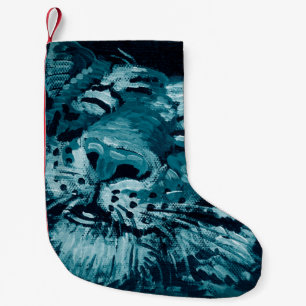 Art painting Fine art Oil color cute tiger in dark Small Christmas Stocking