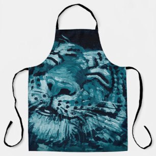 Art painting Fine art Oil colour cute tiger in dar Apron