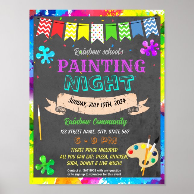Art painting fundraiser event template poster (Front)