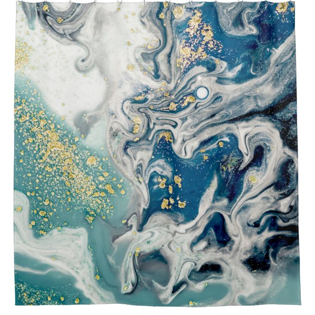 Art, painting- Natural grey colour: metallic, silv Shower Curtain (Front)