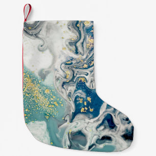 Art, painting- Natural grey colour: metallic, silv Small Christmas Stocking