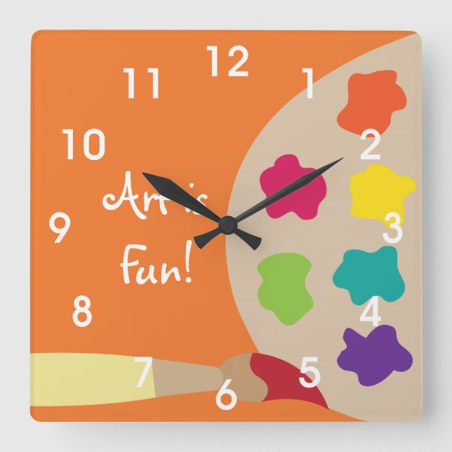 Art Painting Palette Wall Clock - orange (Front)