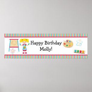 Art Painting Party Birthday Banner 40x12 Poster
