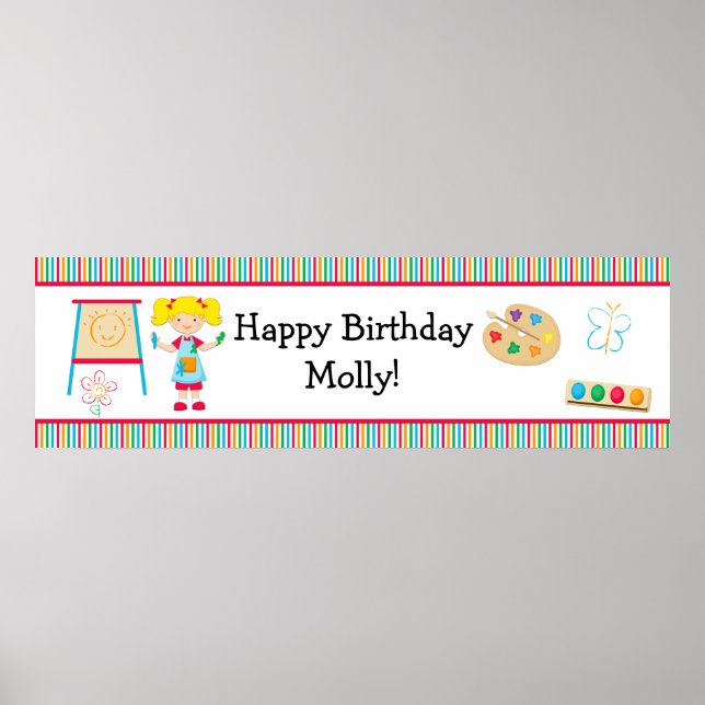 Art Painting Party Birthday Banner 40x12 Poster (Front)