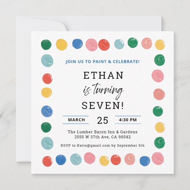 Art Painting Party Boy Painting Birthday Invitation (Front)