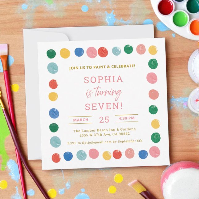Art Painting Party Girl Painting Birthday Invitation (Creator Uploaded)