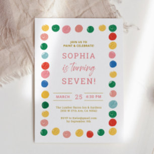 Art Painting Party Girl Painting Birthday Kids Invitation