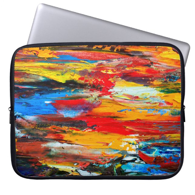 Art painting with palette knifeblack,paris,red,whi laptop sleeve (Front)
