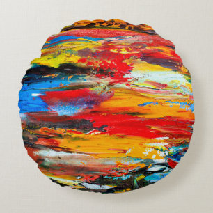 Art painting with palette knifeblack,paris,red,whi round cushion