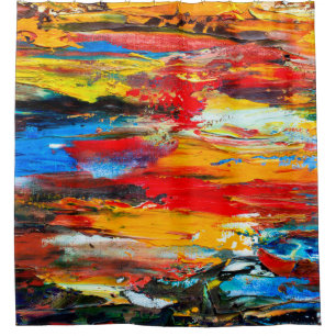 Art painting with palette knifeblack,paris,red,whi shower curtain