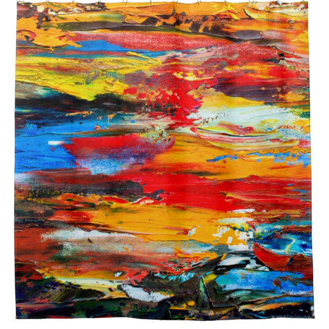 Art painting with palette knifeblack,paris,red,whi shower curtain (Front)