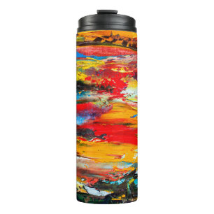 Art painting with palette knifeblack,paris,red,whi thermal tumbler