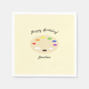 Art Palette Personalized Cream Birthday Napkin