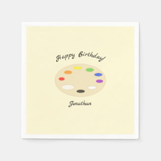 Art Palette Personalized Cream Birthday Napkin