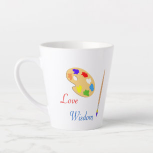 Art Palette with Paint Brush & Text on White Latte Mug
