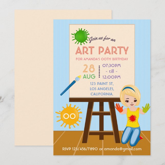 Art Party Birthday Invitation (Front/Back)