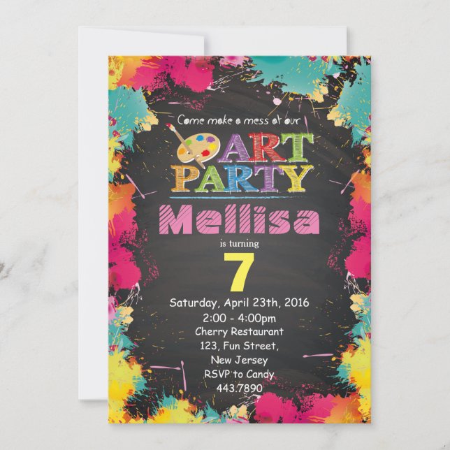 Art Party Birthday Invitation (Front)